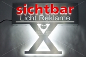 Leuchtkästen aus Dibond (rechteckig, kubisch, rund, mit aufgeklebten Buchstaben aus 10mm Acrylglas, 3D, mit indirekter LED-Beleuchtung)